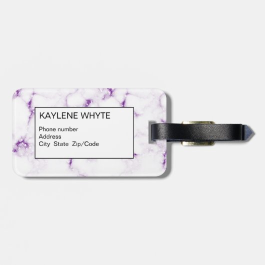 Lila Glitzer Personalisierter Gepäckträger Gepäckanhänger (Rückseite horizontal)