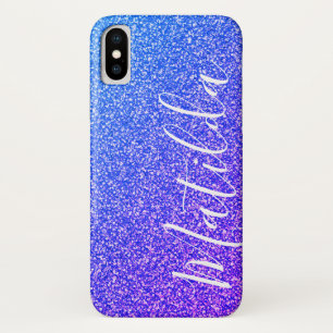 Lila Glitzer Personalisierter Name Skript Case-Mate iPhone Hülle