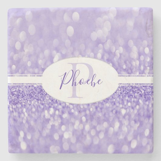 Lila Glitzer Personalisierter Untersetzer (Vorderseite)