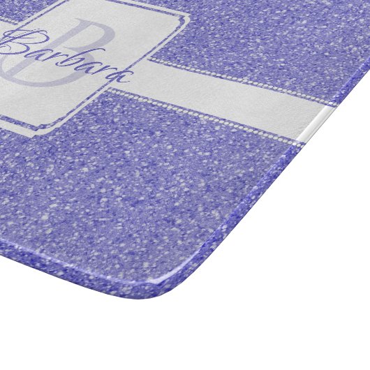 Lila Glitzer Personalisierter Zuschnitt Schneidebrett (Ecke)