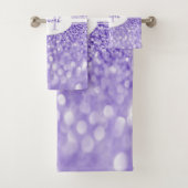 Lila Glitzer Persönliche Badetücher Badhandtuch Set (Insitu)