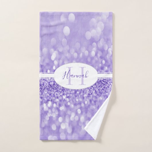 Lila Glitzer Persönliche Badetücher Badhandtuch Set (Handtuch)