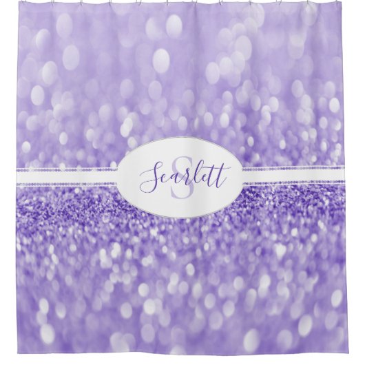 Lila Glitzer Persönlicher Duschvorhang (Vorderseite)
