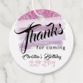 Lila Glitzer Pinsel Moderne Danke Geschenkanhänger (Vorderseite)