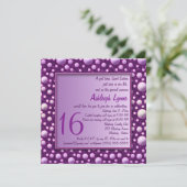 Lila Glitzer Polka Dot 16 . Geburtstag Einladung (Stehend Vorderseite)