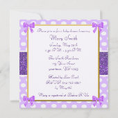 Lila Glitzer Polka Dot Kinderdusche Einladung (Rückseite)