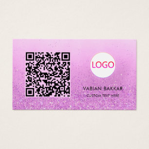 Lila Glitzer QR-Code moderne Logo-Visitenkarte