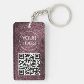 Lila Glitzer QR-Code Visitenkarte Ihr Logo Schlüsselanhänger (Rückseite)