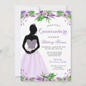 Lila Glitzer Quinceanera, 15. Geburtstag Einladung (Vorderseite)