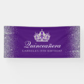 Lila Glitzer Quinceanera Banner (Horizontal)