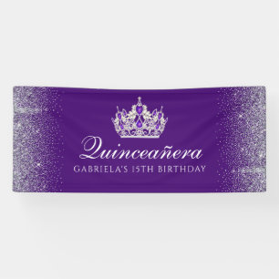 Lila Glitzer Quinceanera Banner