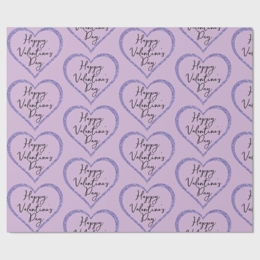 Lila Glitzer Romantischer Valentinstag Geschenkpapier (Flach)