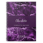 Lila Glitzer Rosa-Age-Marmormonogramm Notizblock (Vorderseite)