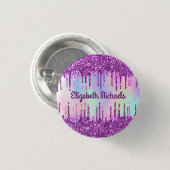 Lila Glitzer rosa, benutzerdefinierter holografisc Button (Vorne & Hinten)