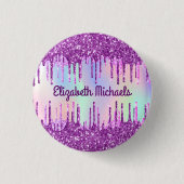 Lila Glitzer rosa, benutzerdefinierter holografisc Button (Vorderseite)