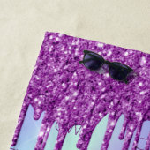 Lila Glitzer rosa holografische Monogramm Strandtuch (Beispiel)