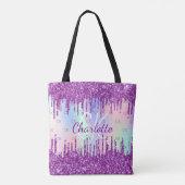 Lila Glitzer Rosa Hologramm Tasche (Rückseite)