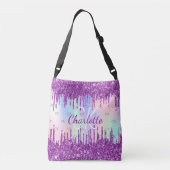 Lila Glitzer Rosa Hologramm Tragetaschen Mit Langen Trägern (Rückseite)