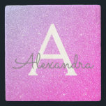 Lila Glitzer, rosa und dunkle Monogramm Steinuntersetzer<br><div class="desc">Rosa und Lila Imitate Glitzer und Sparkle Elegant Stone Tile. Diese Stone Tiles können so angepasst werden,  dass sie Ihren Anfangs- und Vornamen enthalten.</div>