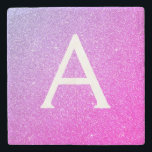 Lila Glitzer, rosa und dunkle Monogramm Steinuntersetzer<br><div class="desc">Rosa und Lila Imitate Glitzer und Sparkle Elegant Stone Tile. Diese Stone Tiles können so angepasst werden,  dass sie Ihren Anfangs- und Vornamen enthalten.</div>