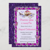 Lila Glitzer Royal Princess Birthday Einladung (Vorne/Hinten)