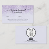 Lila Glitzer Salon Wellness-Center Erinnerung Visitenkarte (Vorne/Hinten)