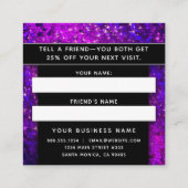 Lila Glitzer Salon Wellness-Center Terminkarte (Rückseite)