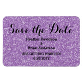 Lila Glitzer Save the Date Flexi Magnet (Horizontal)