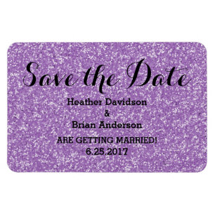 Lila Glitzer Save the Date Flexi Magnet