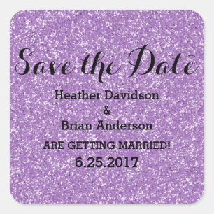 Lila Glitzer Save the Date Stickers