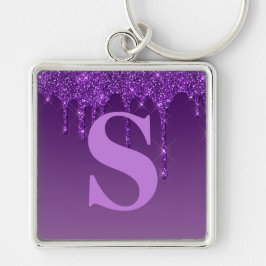 Lila Glitzer Schlüsselanhänger