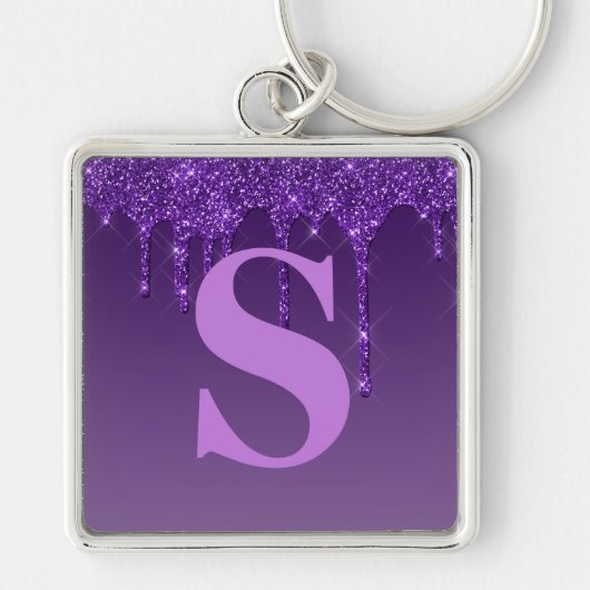 Lila Glitzer Schlüsselanhänger (Vorne)