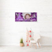 Lila Glitzer-Schmetterling Quinceanera Banner (Insitu)
