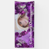Lila Glitzer-Schmetterling Quinceanera Banner (Vertikal)