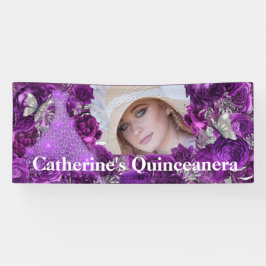 Lila Glitzer-Schmetterling Quinceanera Banner