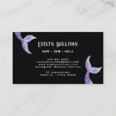 Lila Glitzer Schwanz schwarze Visitenkarte (Rückseite)