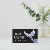 Lila Glitzer Schwanz schwarze Visitenkarte (Stehend Vorderseite)