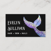 Lila Glitzer Schwanz schwarze Visitenkarte (Vorderseite)