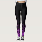 Lila Glitzer schwarz Leggings (Vorderseite)