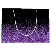 Lila Glitzer Schwarz und Königlich Eleganter Name Große Geschenktüte (Rückseite)