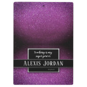 Lila Glitzer Schwarz-weiß Lehrer Super-Power Klemmbrett (Rückseite)