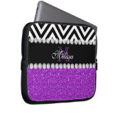LILA GLITZER-SCHWARZ-ZICKZACK MIT MONOGRAMM LAPTOPSCHUTZHÜLLE (Vorne Rechts)