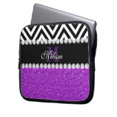 LILA GLITZER-SCHWARZ-ZICKZACK MIT MONOGRAMM LAPTOPSCHUTZHÜLLE (Vorderseite Links)