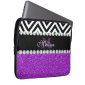LILA GLITZER-SCHWARZ-ZICKZACK MIT MONOGRAMM LAPTOPSCHUTZHÜLLE (Vorne Rechts)