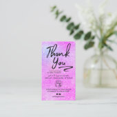 Lila Glitzer Script Foto Logo-Bestellung Vielen Da Visitenkarte (Stehend Vorderseite)