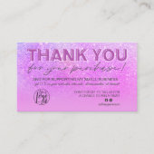 Lila Glitzer Script Foto Logo vielen Dank Visitenkarte (Vorderseite)