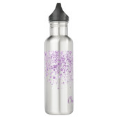 Lila Glitzer senkt das weiße Skript für Monogramm Edelstahlflasche (Links)