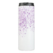 Lila Glitzer senkt das weiße Skript für Monogramm Thermosbecher (Rückseite)