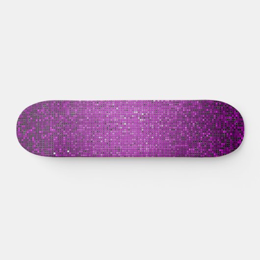 Lila Glitzer Sequin Disco Alte Schule Skateboard (Horizontal)