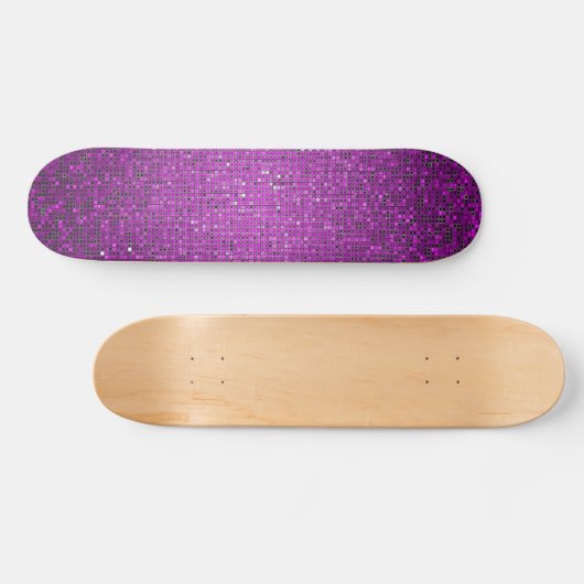 Lila Glitzer Sequin Disco Alte Schule Skateboard (Horizontal)